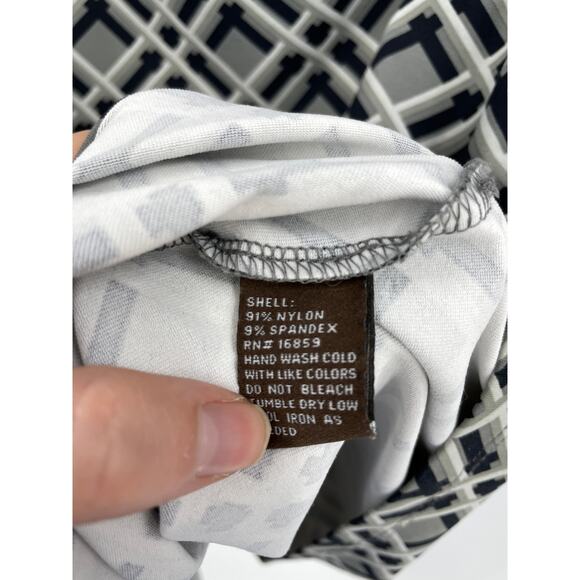 J. McLaughlin Dress Womens Medium Faux Wrap Black Gray Catalina Cloth - Picture 4 of 4